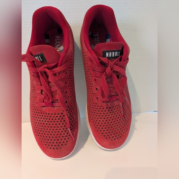 NOBULL Red Sneakers Mens 10.5 / Women\'s 12 M‎ Lace Up Perforated Suede Trainers main image 5